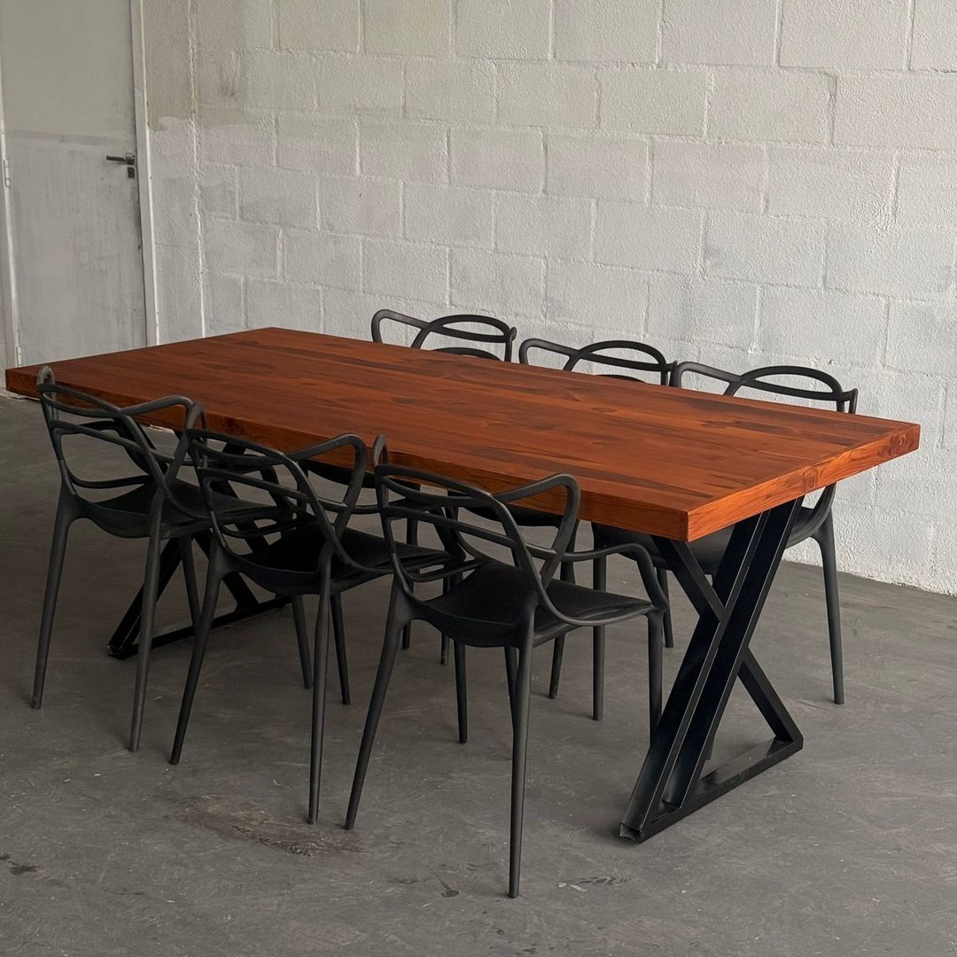 Conjunto Mesa 2m x 90 Mel com 6 cadeiras