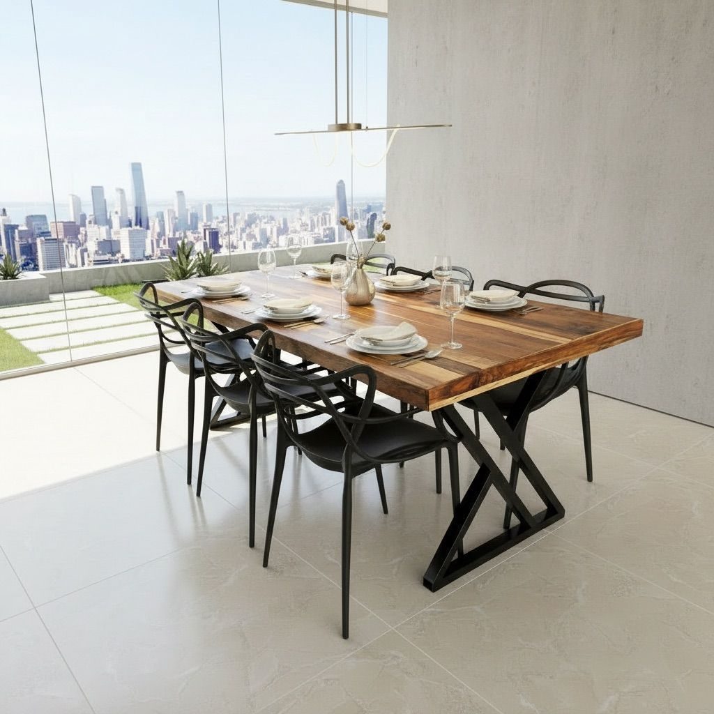 Conjunto Mesa 2m x 90 Natural em ambiente sofisticado